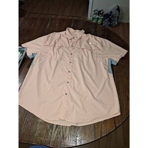 XXL Reel Legends Mariner Peach Grey Short Sleeve Button Front Fishing Shirt